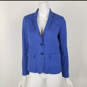 J. Crew Womens Size 0 Royal Blue Classic Schoolboy Blazer Jacket in Herringbone